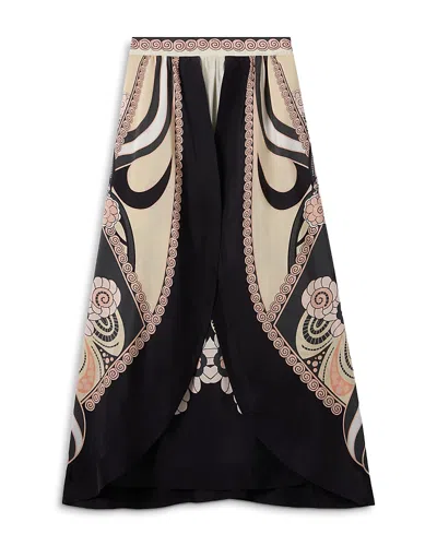 La Doublej Floral-print Midi Skirt In Black