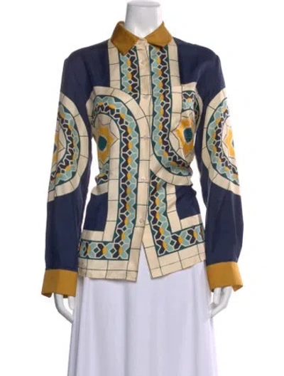 Pre-owned La Doublej Silk Printed Blouse