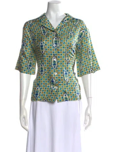 Pre-owned La Doublej Silk Printed Blouse In Black