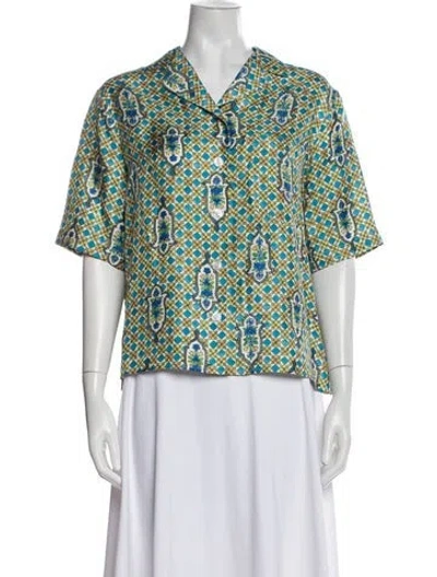 Pre-owned La Doublej Silk Printed Blouse In Multi