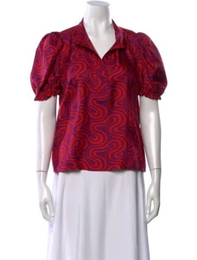 Pre-owned La Doublej Silk Printed Blouse In Multi