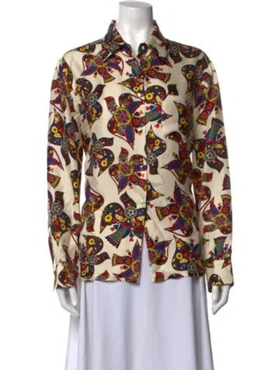 Pre-owned La Doublej Silk Printed Blouse In Multicolor