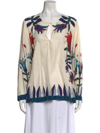 Pre-owned La Doublej Silk Printed Blouse In Neutral