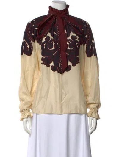 Pre-owned La Doublej Silk Printed Blouse In Neutral