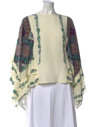 Pre-owned La Doublej Silk Printed Blouse In Neutral