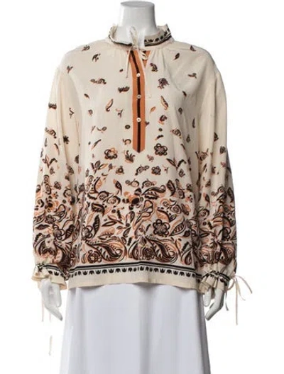 Pre-owned La Doublej Silk Printed Blouse In Neutrals