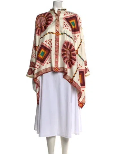 Pre-owned La Doublej Silk Printed Blouse In Neutrals