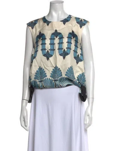 Pre-owned La Doublej Silk Printed Blouse In Neutrals