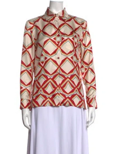 Pre-owned La Doublej Silk Printed Blouse In Neutrals