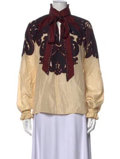 Pre-owned La Doublej Silk Printed Blouse In Neutrals