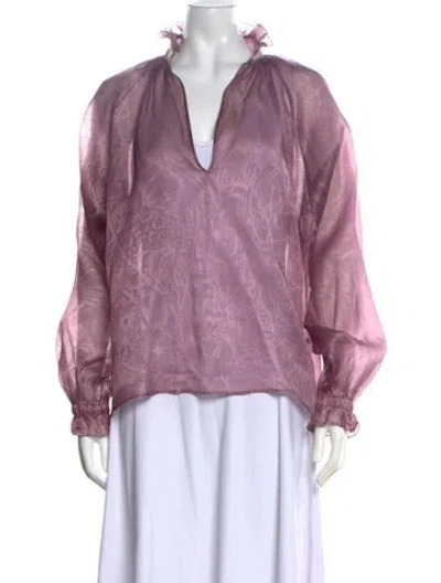 Pre-owned La Doublej Silk Printed Blouse In Purple