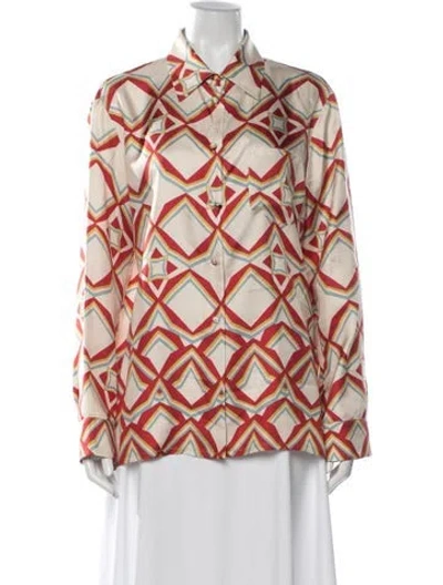 Pre-owned La Doublej Silk Printed Blouse In Red