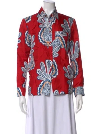 Pre-owned La Doublej Silk Printed Blouse In Red