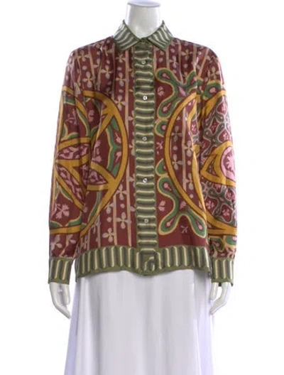 Pre-owned La Doublej Silk Printed Blouse W/ Tags In Multi