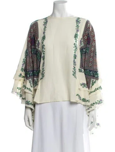 Pre-owned La Doublej Silk Printed Blouse W/ Tags In Neutral