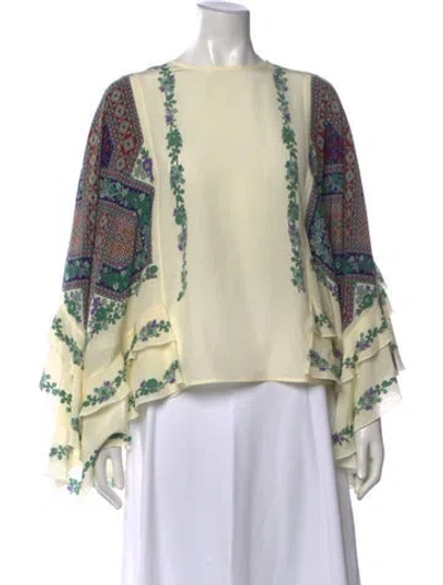 Pre-owned La Doublej Silk Printed Blouse W/ Tags In Neutral