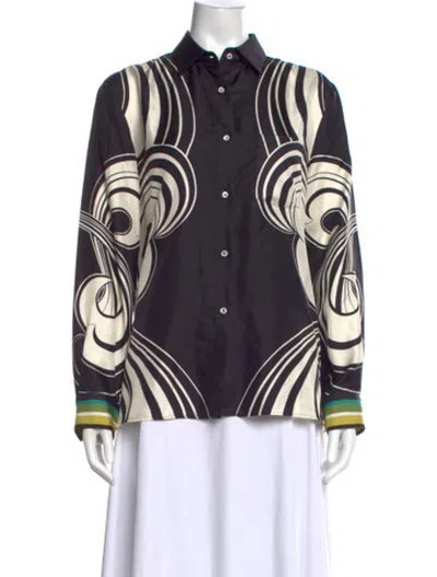 Pre-owned La Doublej Silk Printed Button-up Top In Multicolor
