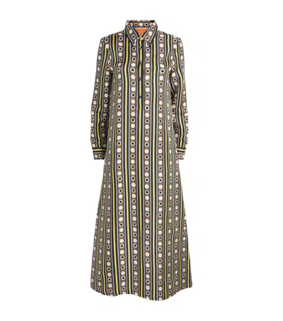 La Doublej Silk Printed Maxi Shirt Dress In Multi