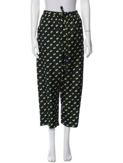 Pre-owned La Doublej Silk Printed Pajamas In Black