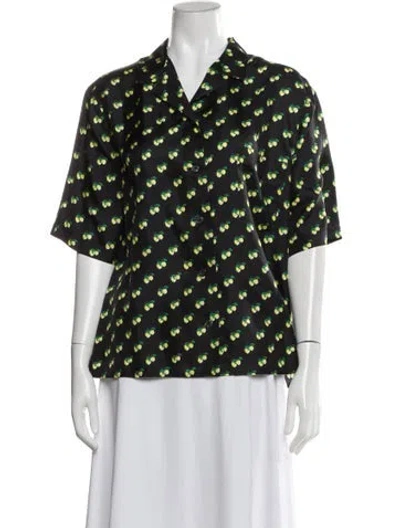 Pre-owned La Doublej Silk Printed Pajamas In Green