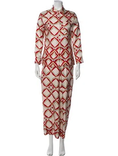 Pre-owned La Doublej Silk Printed Pantsuit In Multi