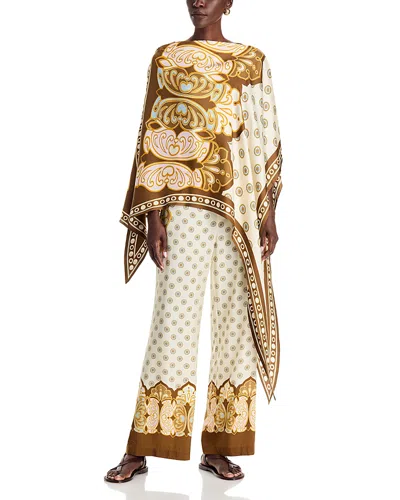 La Doublej Silk Printed Scarf Top In Multi