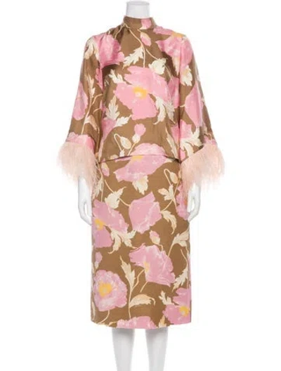 Pre-owned La Doublej Silk Printed Skirt Set In Pink