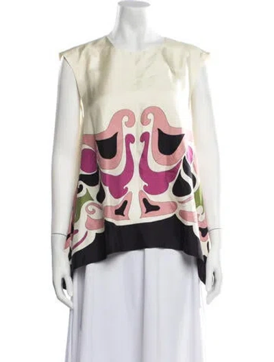Pre-owned La Doublej Silk Printed Top In Multicolor