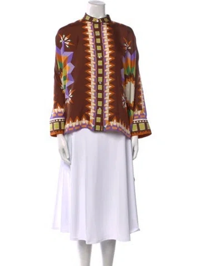 Pre-owned La Doublej Silk Printed Top In Orange