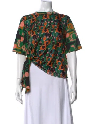 Pre-owned La Doublej Silk Printed Top W/ Tags In Green