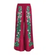 La Doublej Palazzo Printed Silk Wide-leg Pants In Pink