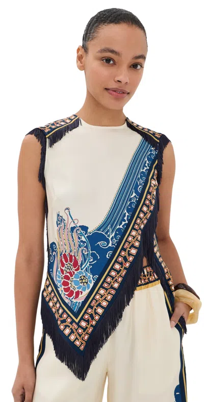 La Doublej Silk Scarf Top Lemuria Placée In Multi