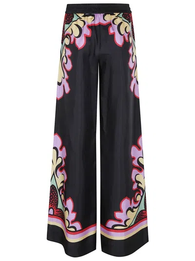 La Doublej La Double J Silk Twill Palazzo Pants With Relaxed Leg Design In Multi