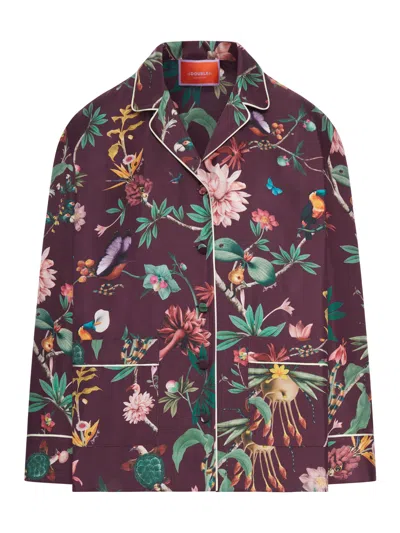 La Doublej Floral-pattern Shirt In Blue