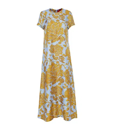 La Doublej Silk Twill Swing Maxi Dress In Yellow