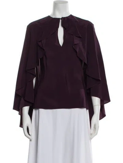 Pre-owned La Doublej Silk V-neck Blouse In Burgundy
