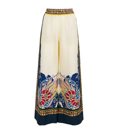 LA DOUBLEJ SILK WIDE-LEG PALAZZO TROUSERS