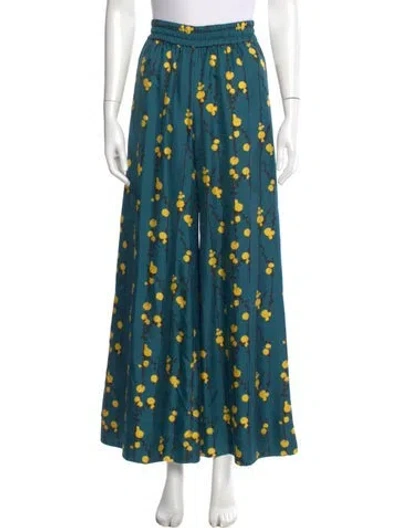 Pre-owned La Doublej Silk Wide Leg Pants In Blue