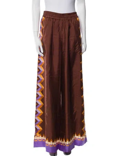 Pre-owned La Doublej Silk Wide Leg Pants In Brown