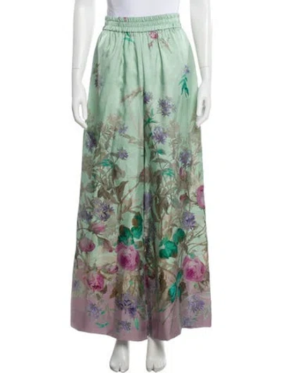 Pre-owned La Doublej Silk Wide Leg Pants In Green
