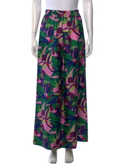 Pre-owned La Doublej Silk Wide Leg Pants In Green