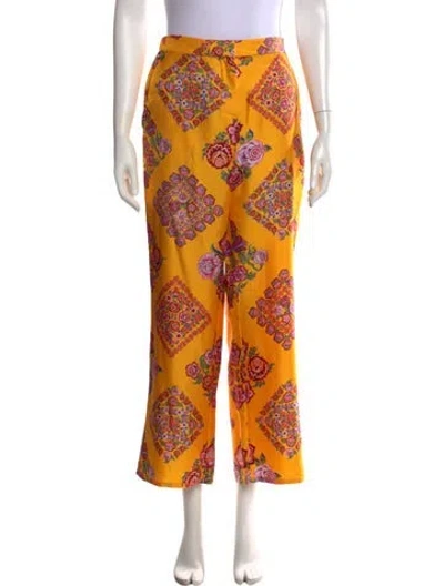 Pre-owned La Doublej Silk Wide Leg Pants In Yellow