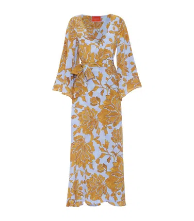La Doublej Silk Wrap Dress In Yellow