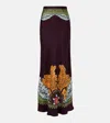 La Doublej La Double J Sleek Printed Silk-twill Midi Skirt In Multi