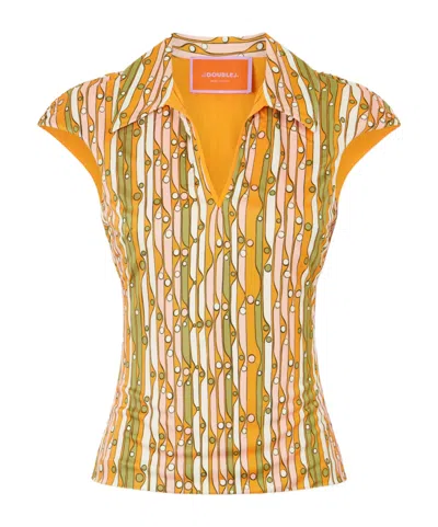 La Doublej Printed Stretch-jersey Top In White
