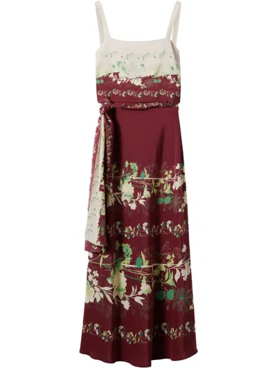 La Doublej Slip-around Midi Dress In Woodland Placée Burgundy