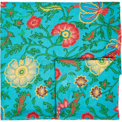La Doublej Small Tablecloth (180x180) Dragon Flower Turche Turquoise
