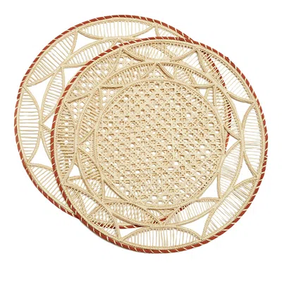 La Doublej Sol Raffia Placemats, Set Of 2 In Mattone