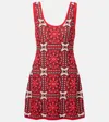 La Doublej Sole Star Cotton-blend Jacquard Minidress In Red
