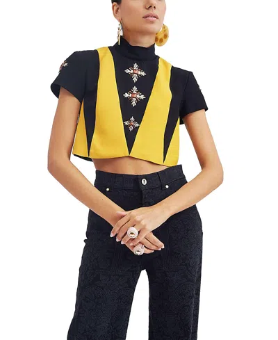 La Doublej Harlequin Top In Black